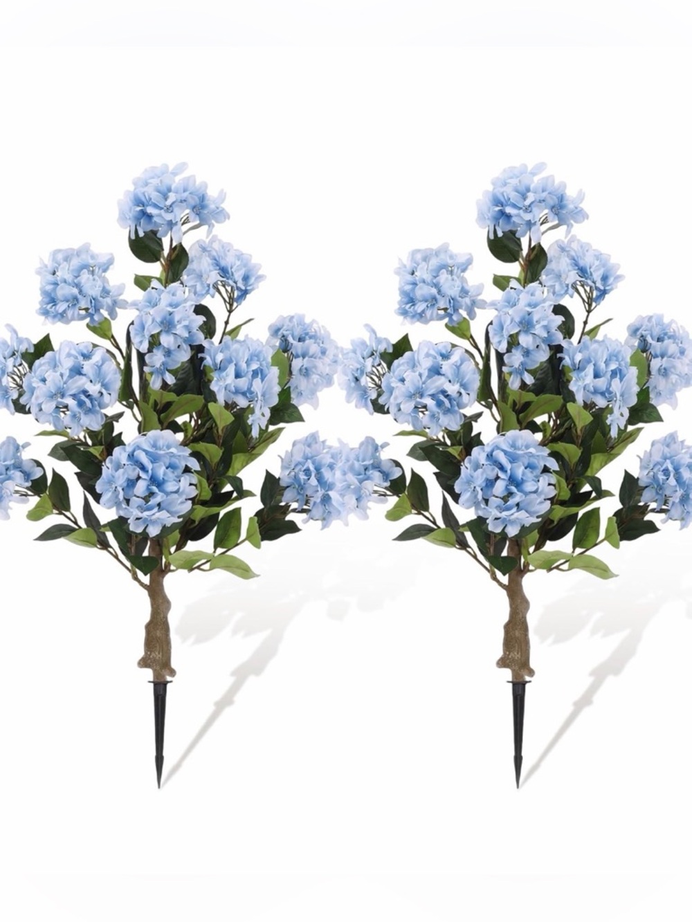 2 Pack Artificial Hydrangea Bushes w/ Spikes, 24” Realistic Silk, WHITE, NIB